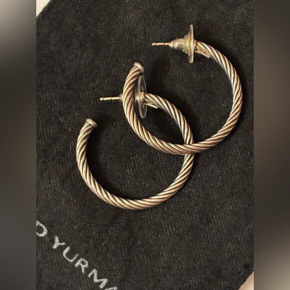 David Yurman Cable Hoop Earrings in Sterling Silver - Picture 3 of 6